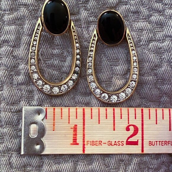 Vintage Fifth Avenue Collection - Black Onyx Sparkly Earrings - Picture 8 of 11